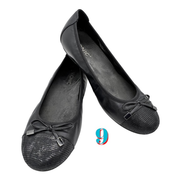 Vionic Shoes - VIONIC Minna Ballet Flats Cap Toe Leather 9 40 Black